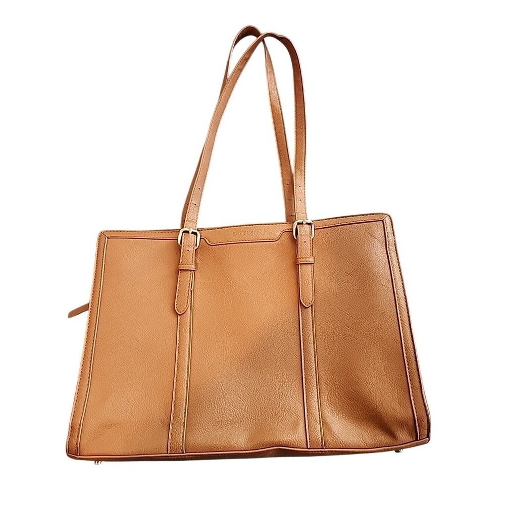 Vintage ECOSUSI Laptop Tote Bag Briefcase Womens VEGAN Faux Leather Brown